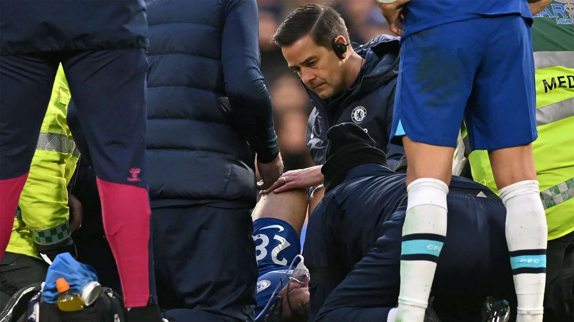 Chelsea's Cesar Azpilicueta hospitalised after horror collision with Sekou Mara