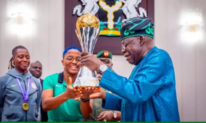 Tinubu, Super Falcons, N153 Million, House Gift, Women's African Cup of Nations, Nigeria Football, Civil Servants, National Unity, Sports Reward, www.isagoal.com,
